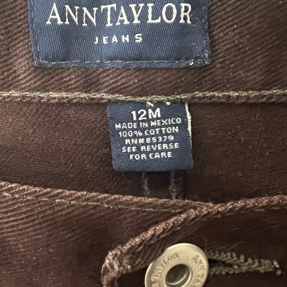 ANN TAYLOR chocolate brown cotton  jeans  12 Medium 5 pocket